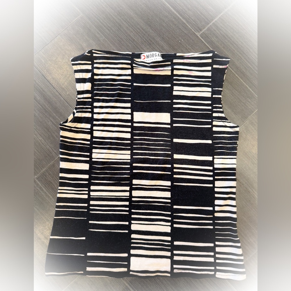 Vintage Morgan de Toi Black and White Graphic Tank Top